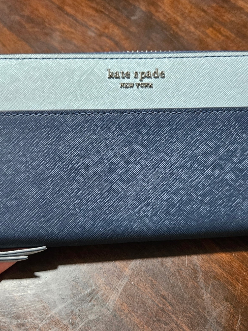kate spade Two-Tone Navy and Light Blue Zip Wallet